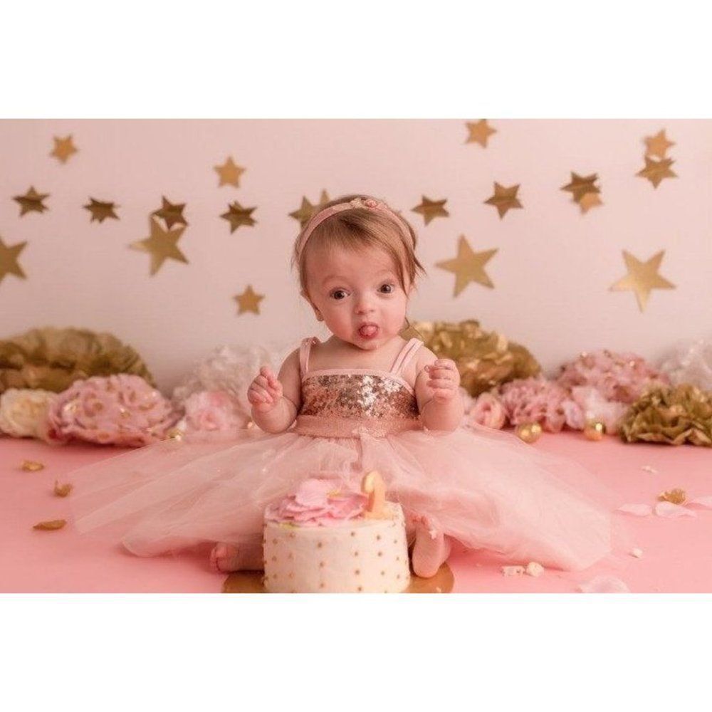 Boutique Pink And Gold Sequence Dress